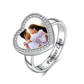 Personalisierter 925 Silber Herzring mit Foto und Gravur - Perfektes Geschenk
